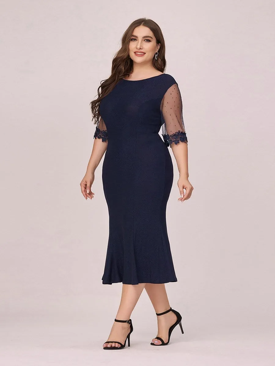 Modest Round Neck Bodycon Plus Size Casual Work Dress