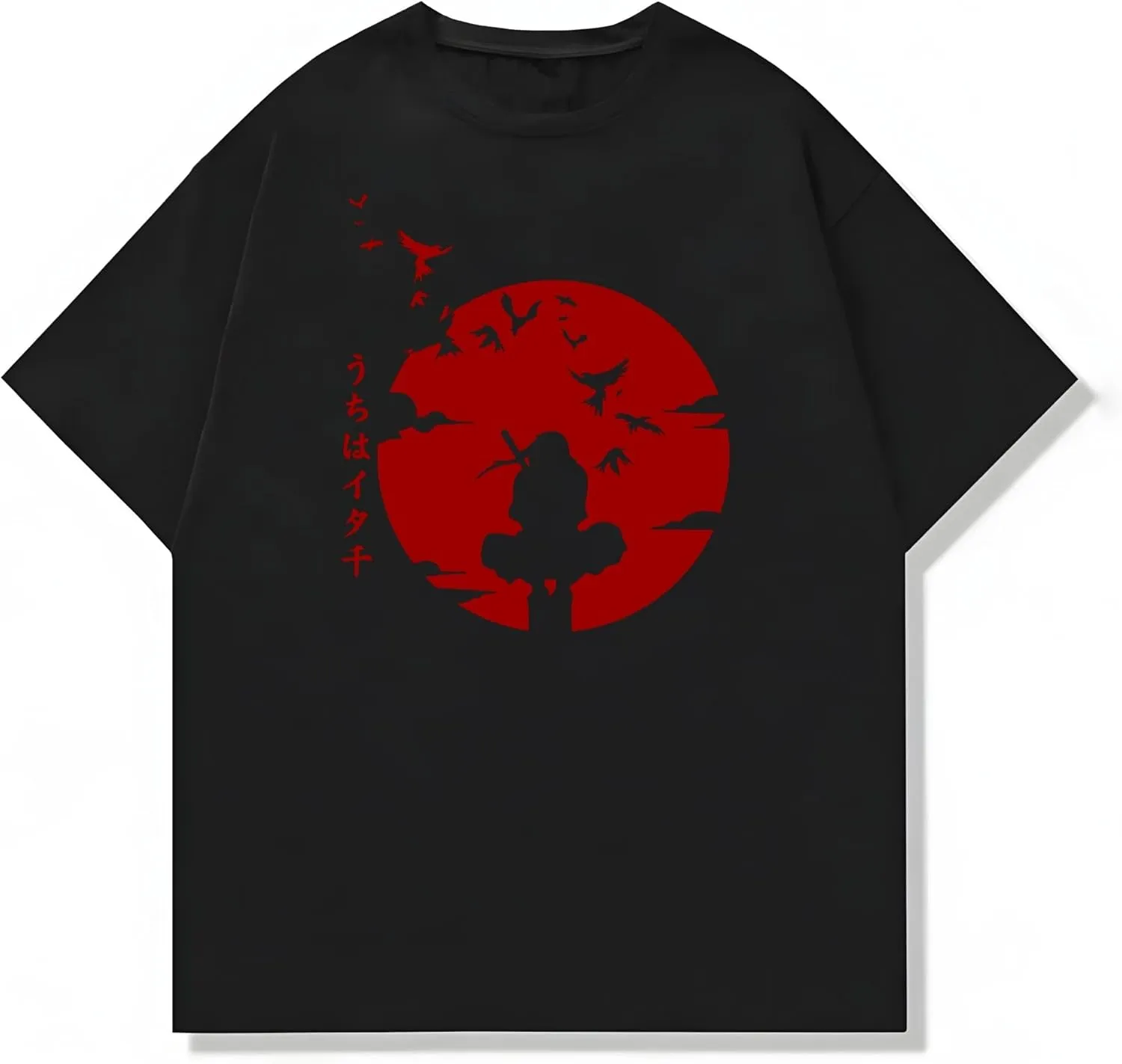 Naruto Shippuden, Itachi Uchiha, Anime Ninja Silhouette Tee, Unisex Vintage Y2K Oversized Graphic T-Shirt, Streetwear Style