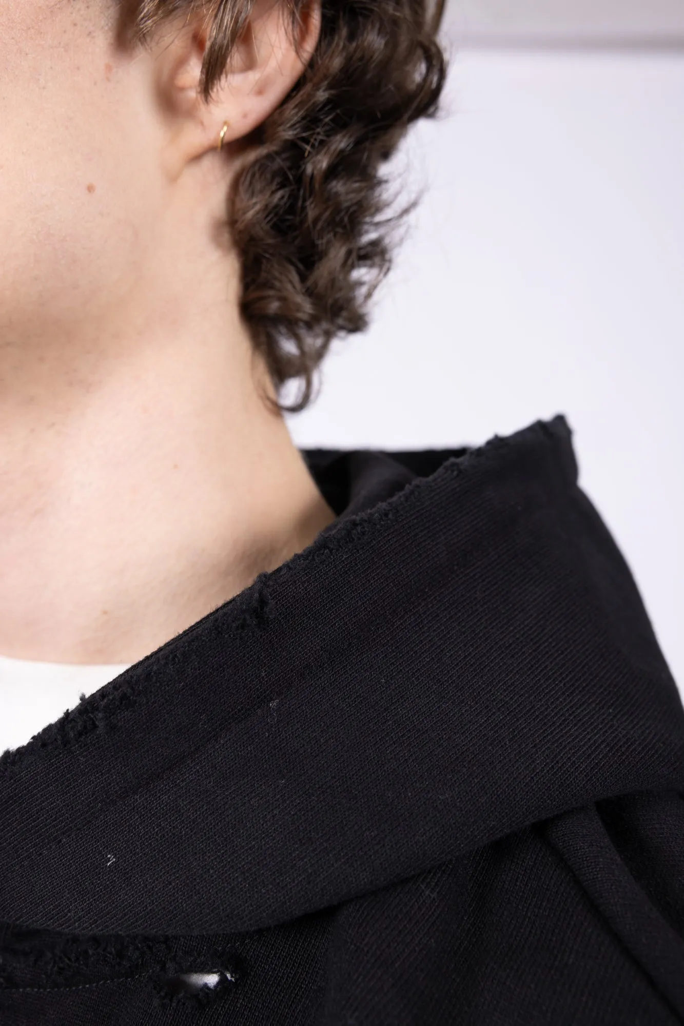 PUFF DISSTRESSED BLACK HOODIE [PRE ORDER]