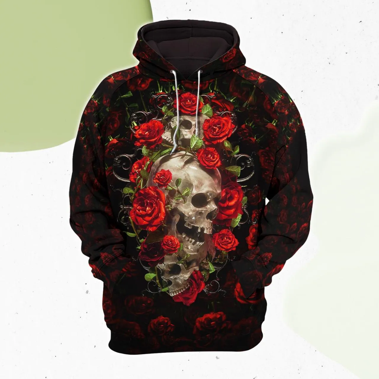Rose Skull Gothic Artwork Combo Hoodie and Leggings