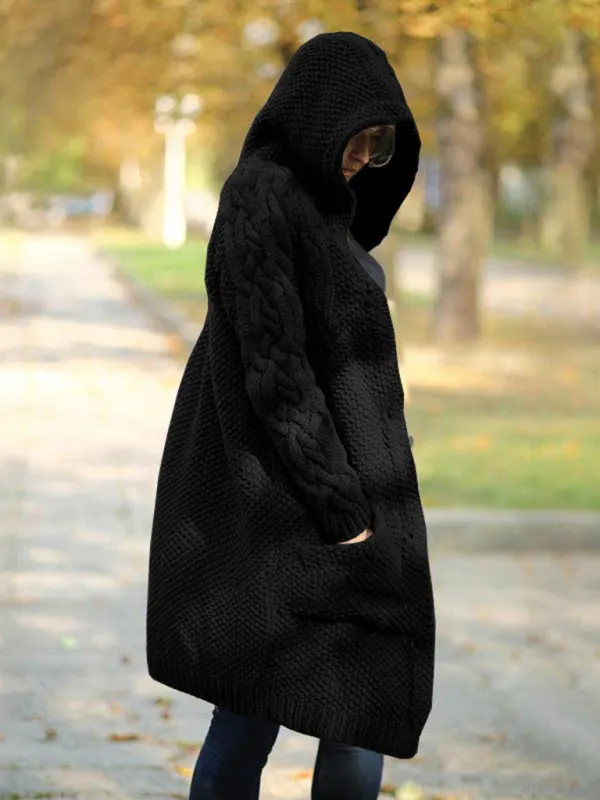 Shelley Women's Hooded Single-Breasted Long-Sleeved Sweater Cardigan