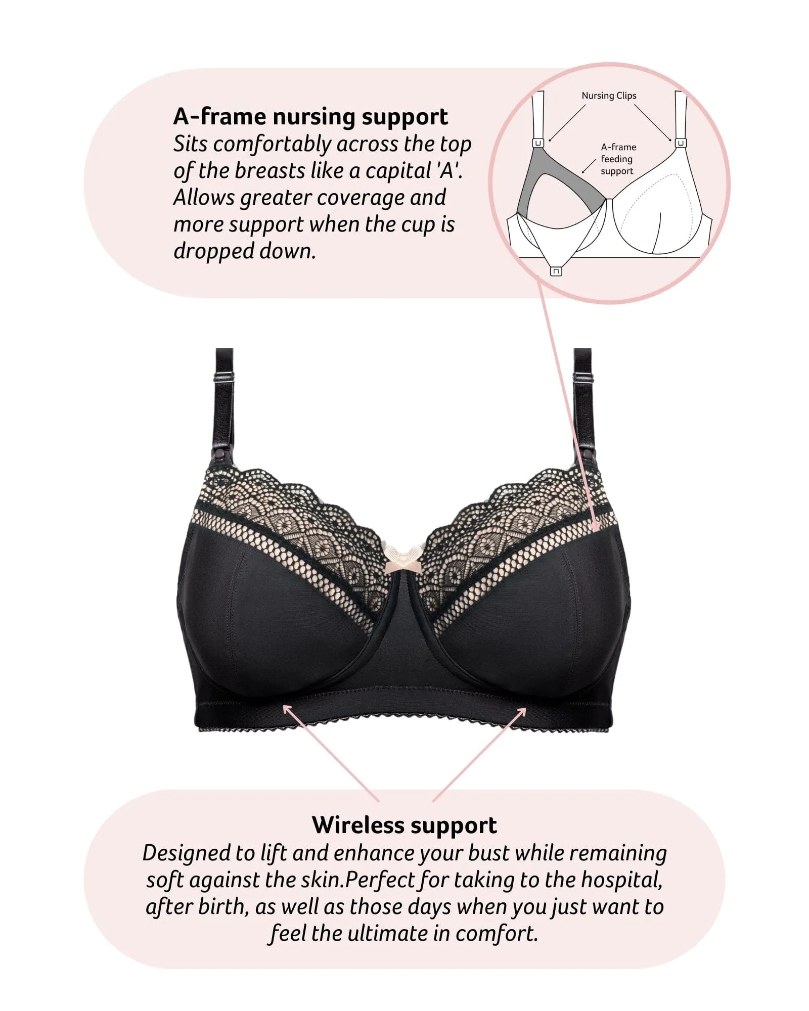 Show Off Wirefree Nursing Bra - Black