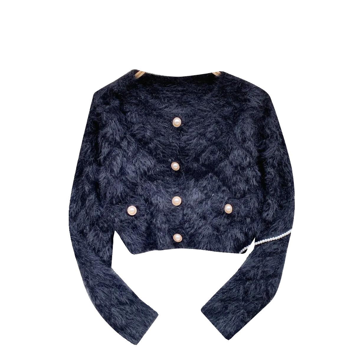 Simple Design Single-breasted Furry Cardigan