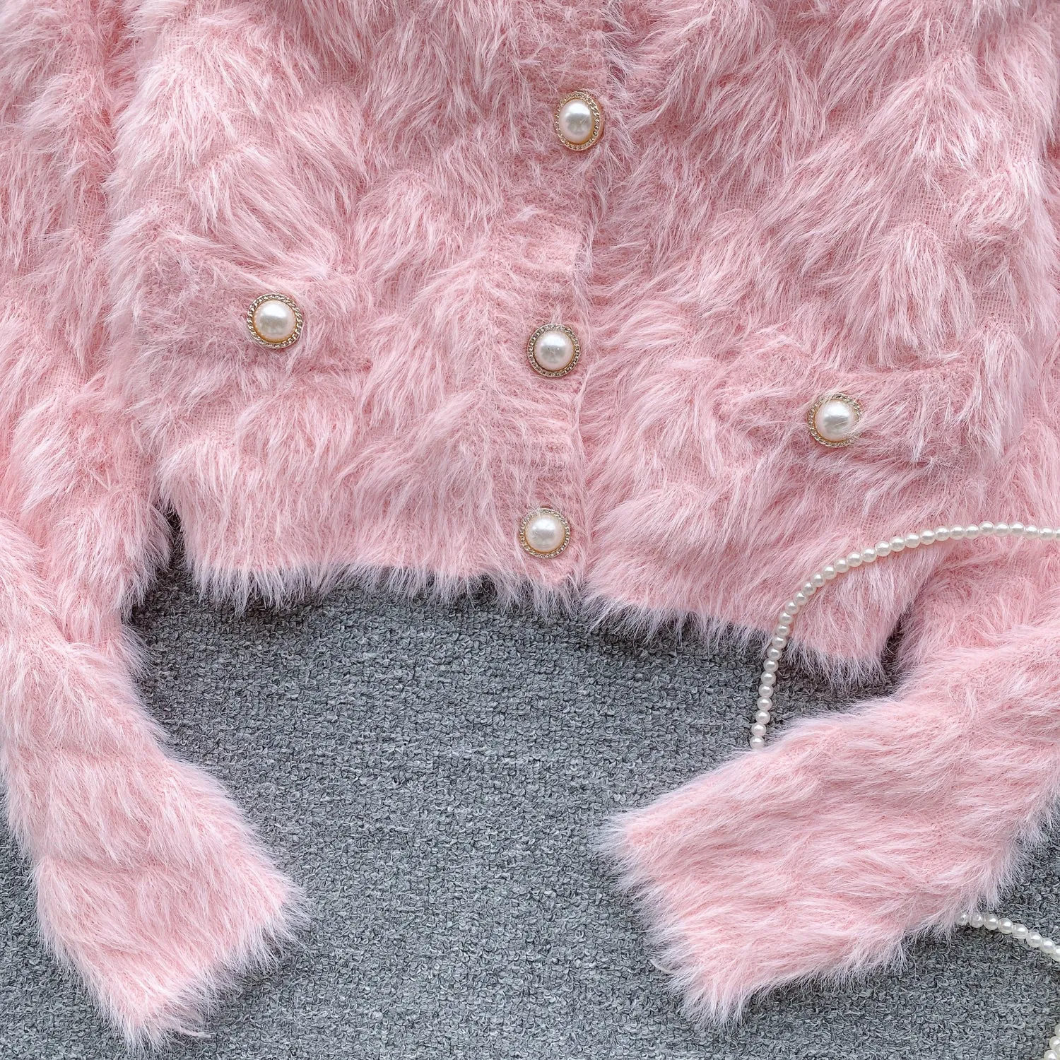 Simple Design Single-breasted Furry Cardigan
