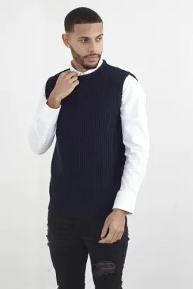 SLEEVELESS CREW NECK CARDIGAN KNITTED VEST