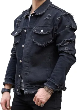 SOLY HUX Men's Denim Jacket Jean Jacket Men Vintage Trucker Jackets Coats Long Sleeve Casual Denim Outerwear