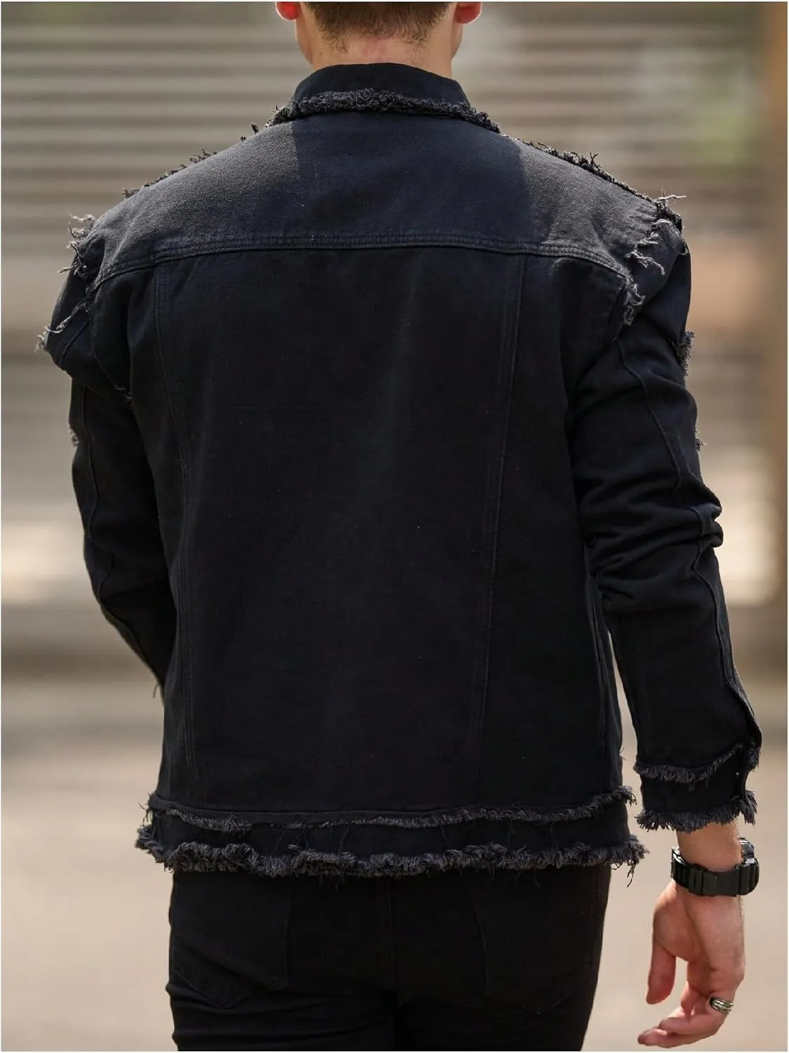 SOLY HUX Men's Denim Jacket Jean Jacket Men Vintage Trucker Jackets Coats Long Sleeve Casual Denim Outerwear