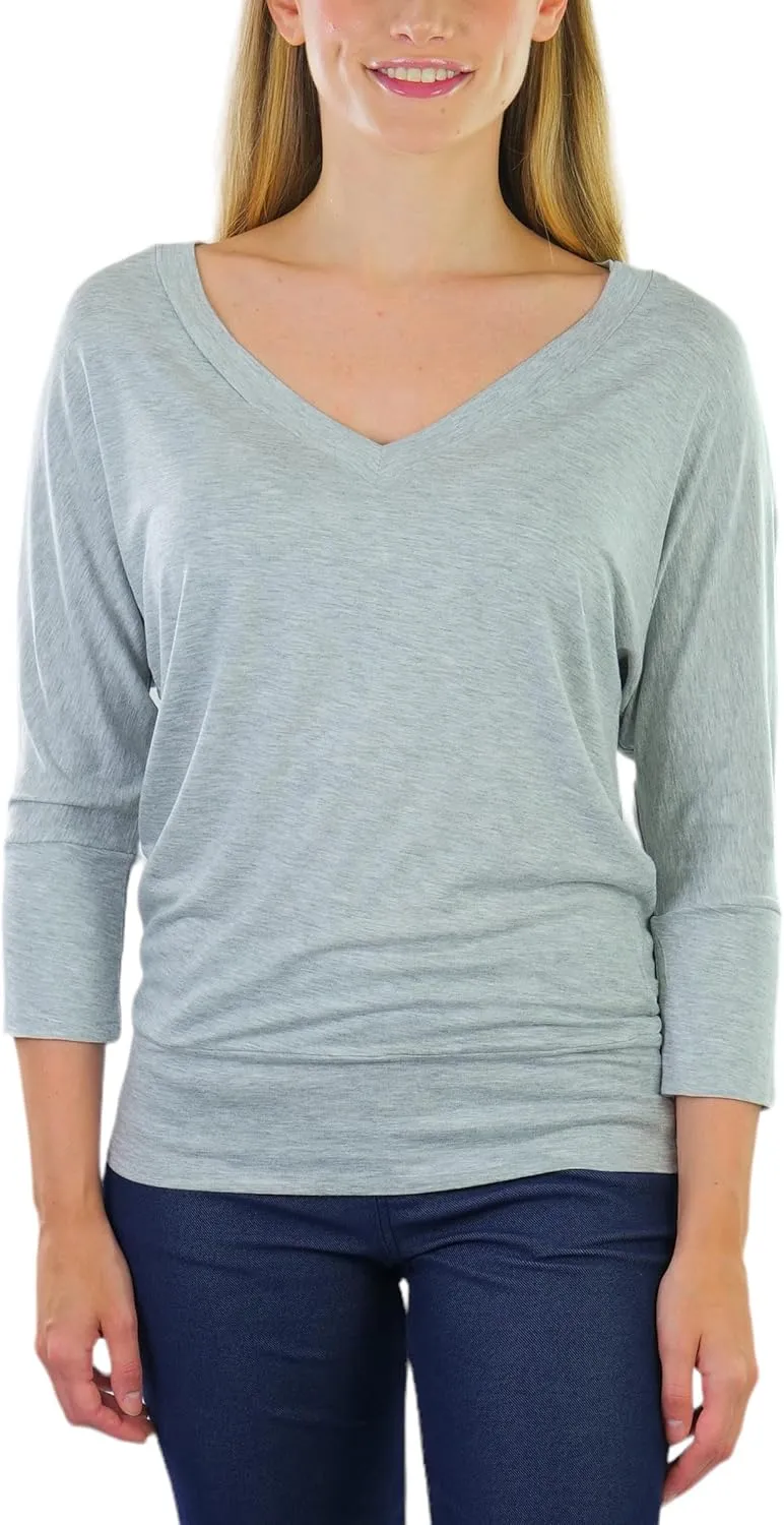 ToBeInStyle Women's Classic Boat Neck Dolman Style Tops