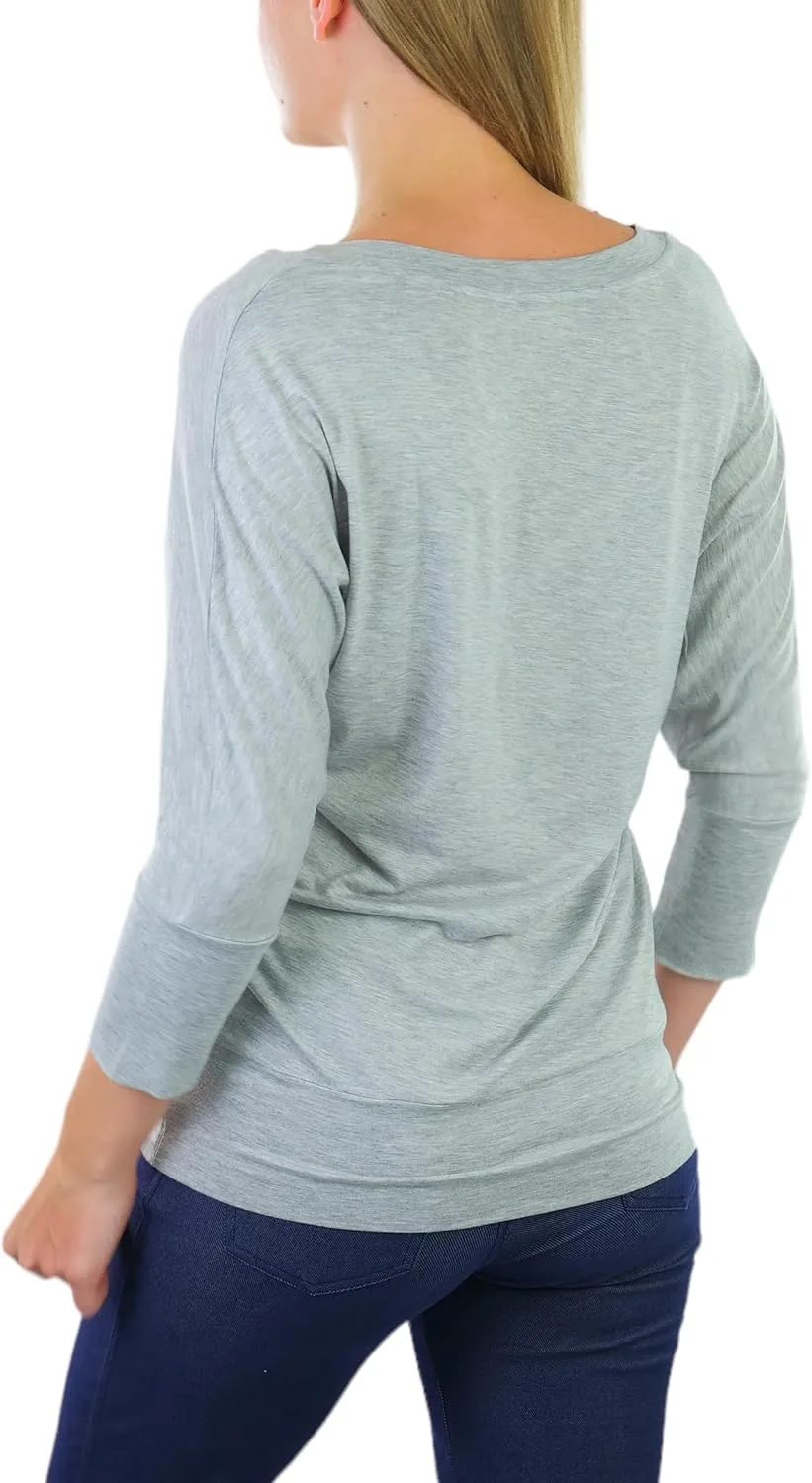 ToBeInStyle Women's Classic Boat Neck Dolman Style Tops