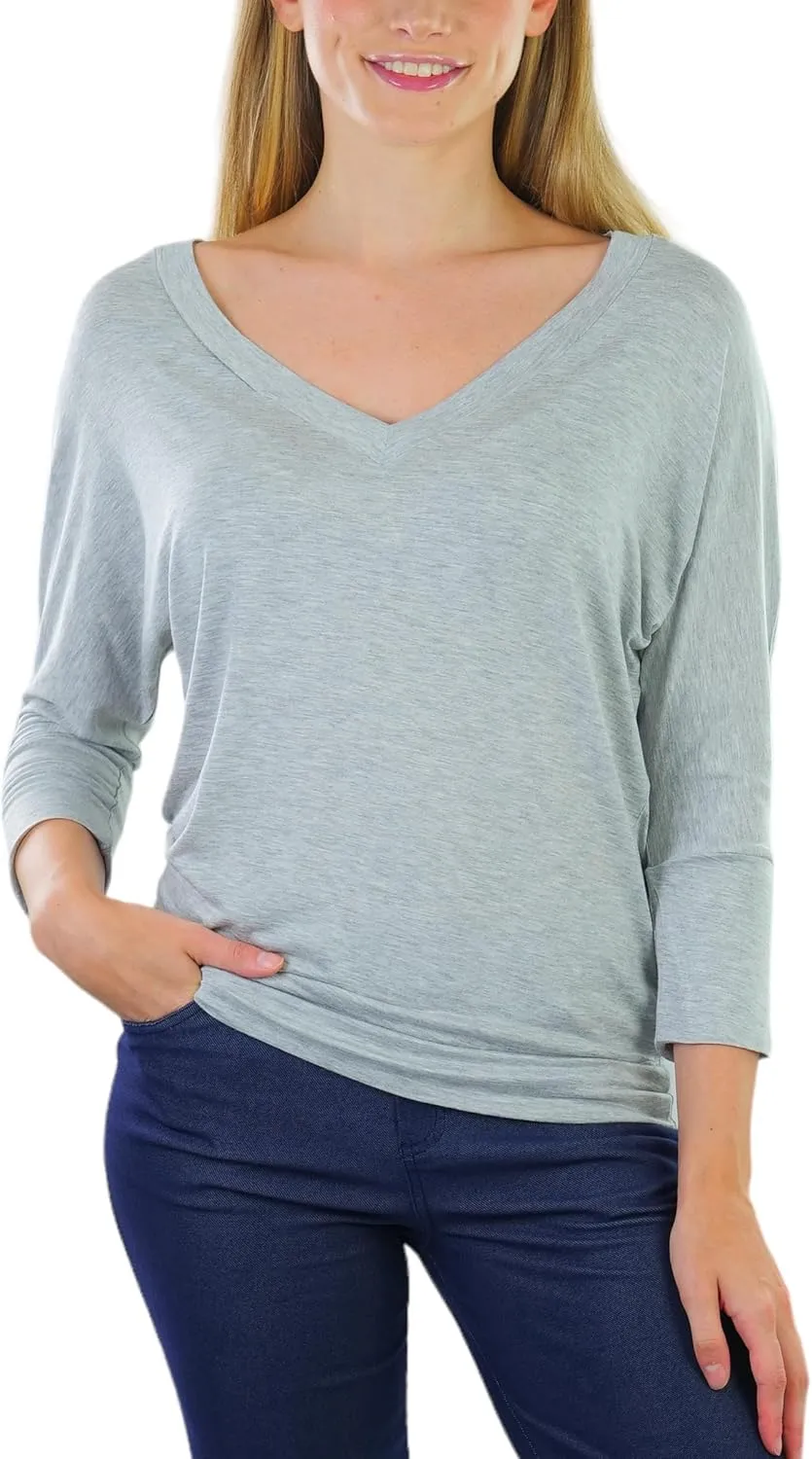 ToBeInStyle Women's Classic Boat Neck Dolman Style Tops