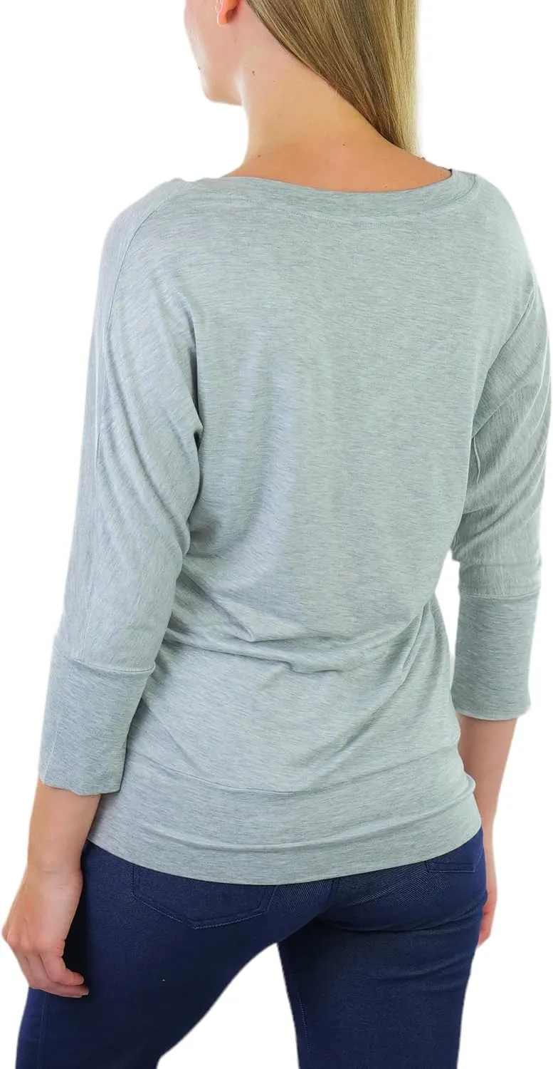ToBeInStyle Women's Classic Boat Neck Dolman Style Tops