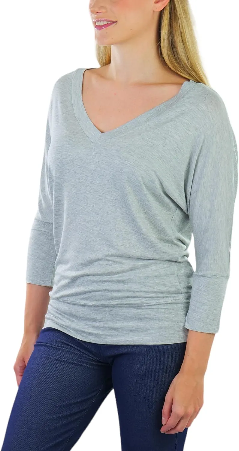 ToBeInStyle Women's Classic Boat Neck Dolman Style Tops
