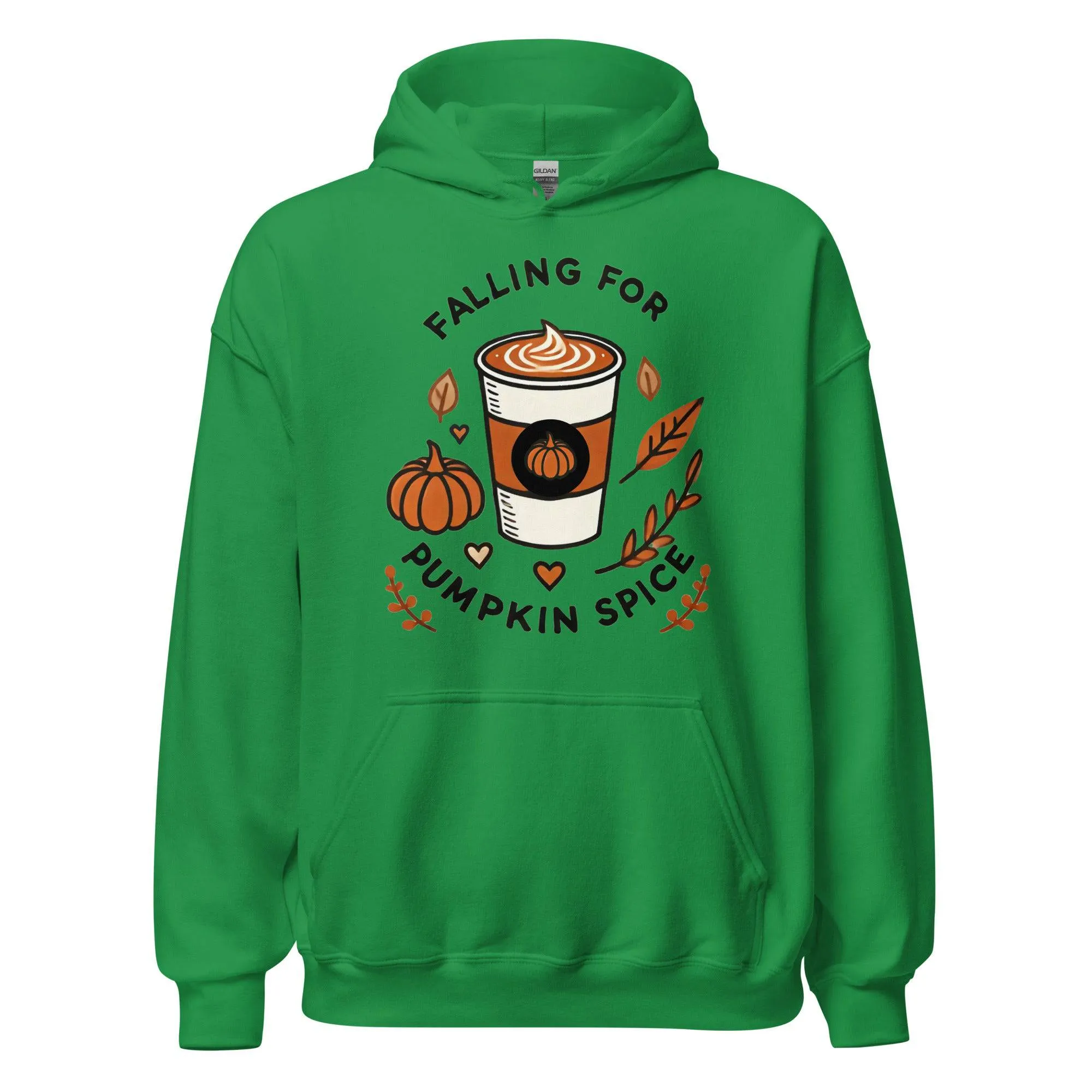 Unisex Fall Printed Hoodie – "Falling For Pumpkin Spice" – Cozy Fall Hoodie for Pumpkin Spice Lovers"