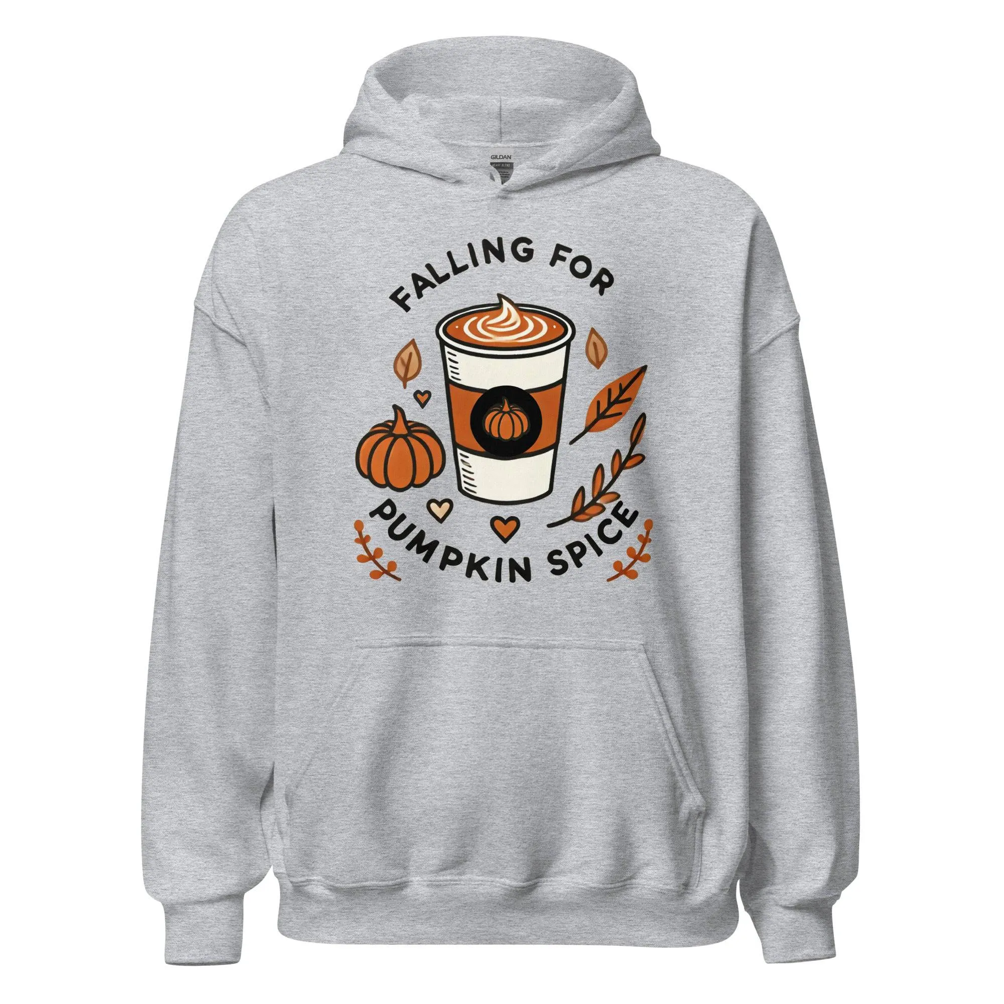 Unisex Fall Printed Hoodie – "Falling For Pumpkin Spice" – Cozy Fall Hoodie for Pumpkin Spice Lovers"
