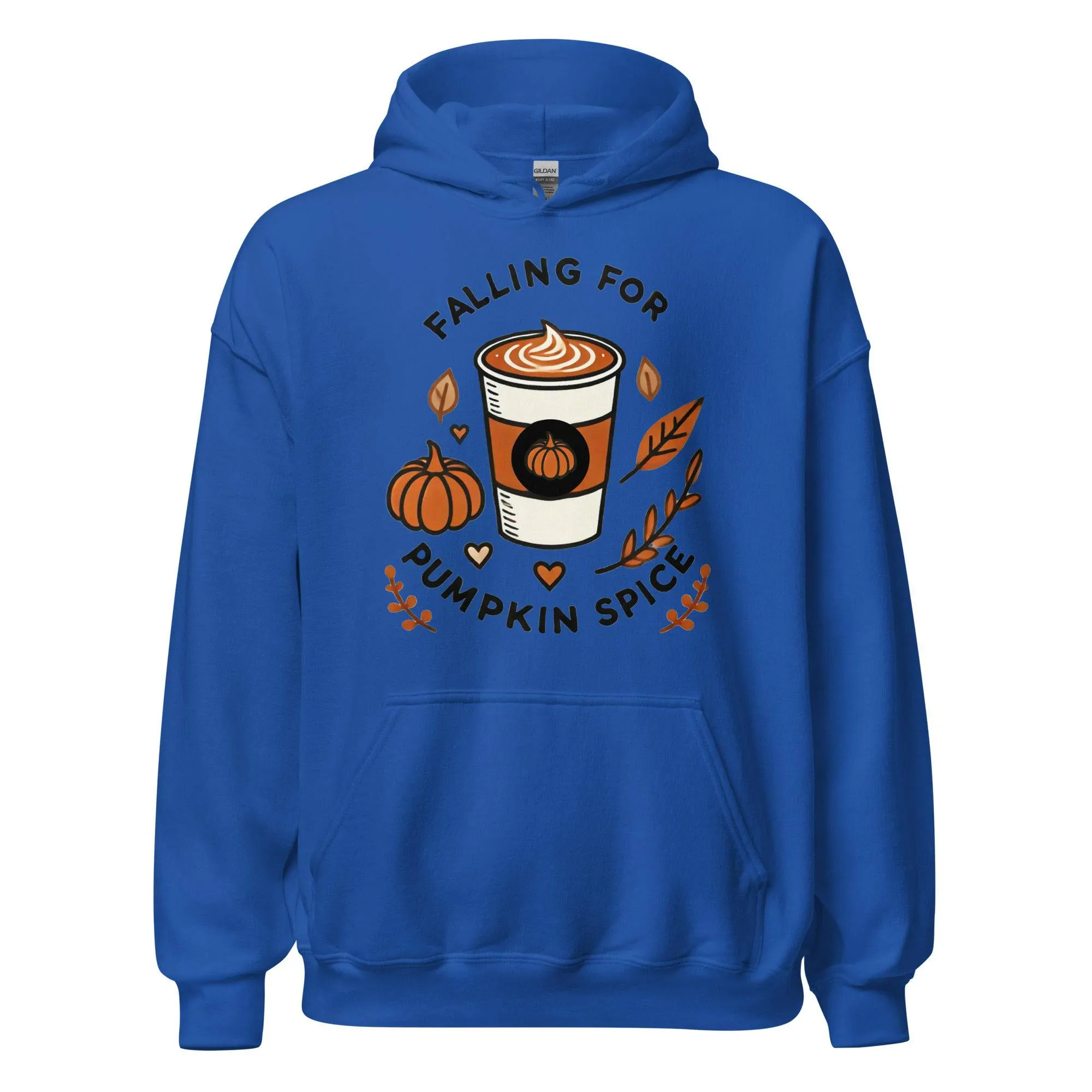 Unisex Fall Printed Hoodie – "Falling For Pumpkin Spice" – Cozy Fall Hoodie for Pumpkin Spice Lovers"