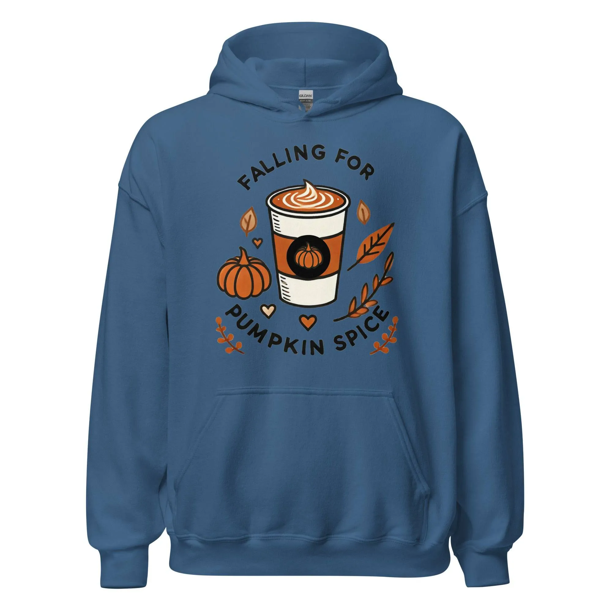 Unisex Fall Printed Hoodie – "Falling For Pumpkin Spice" – Cozy Fall Hoodie for Pumpkin Spice Lovers"