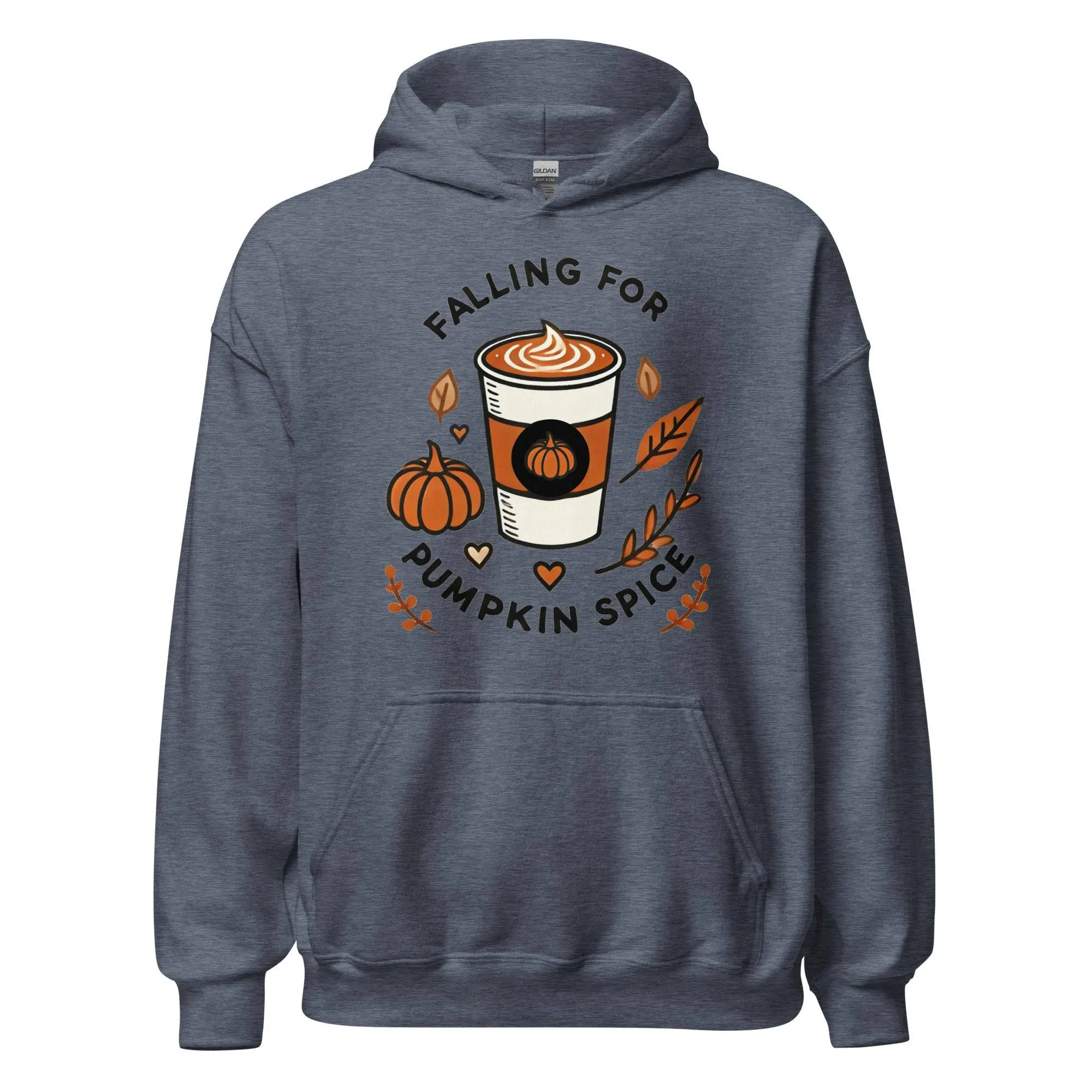 Unisex Fall Printed Hoodie – "Falling For Pumpkin Spice" – Cozy Fall Hoodie for Pumpkin Spice Lovers"