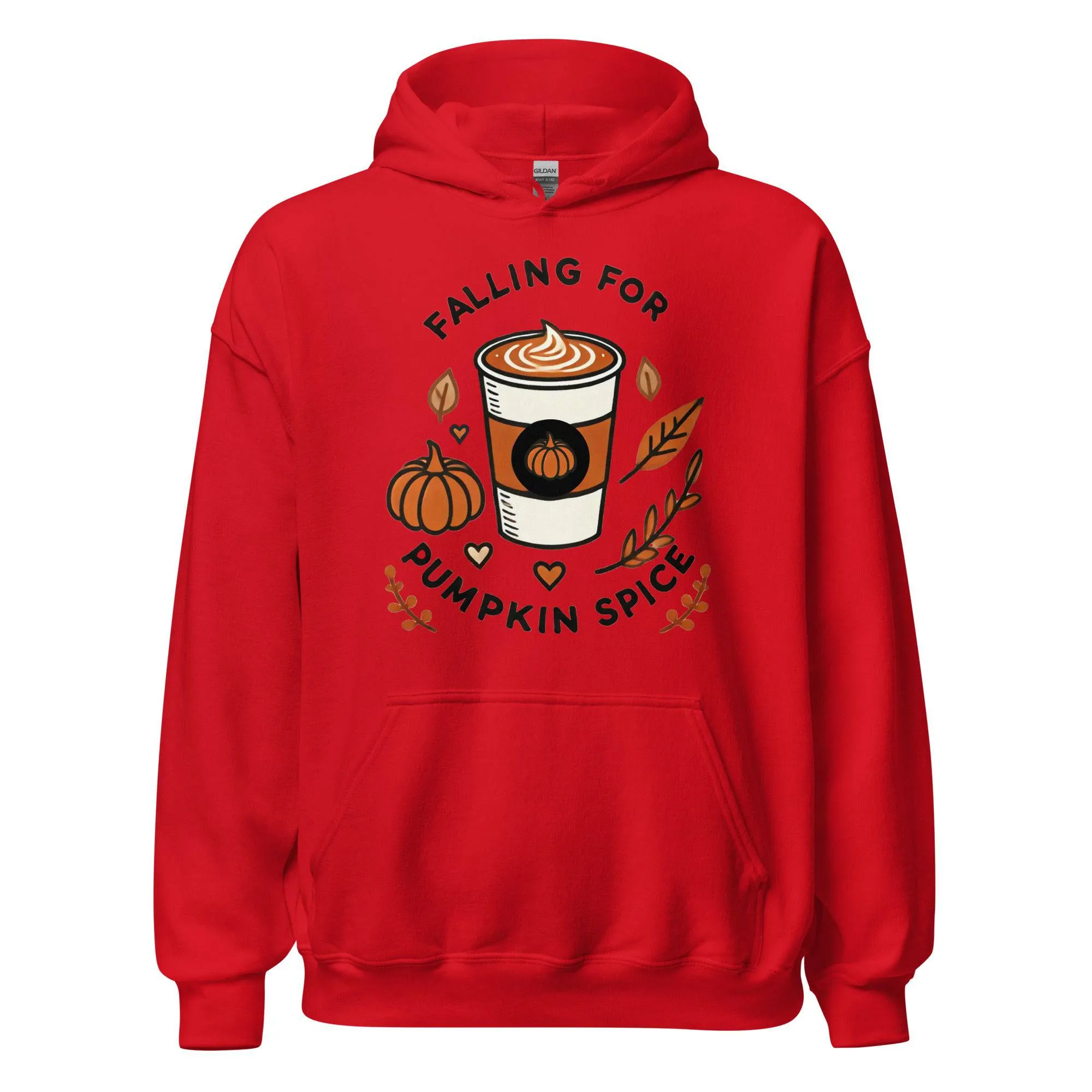 Unisex Fall Printed Hoodie – "Falling For Pumpkin Spice" – Cozy Fall Hoodie for Pumpkin Spice Lovers"
