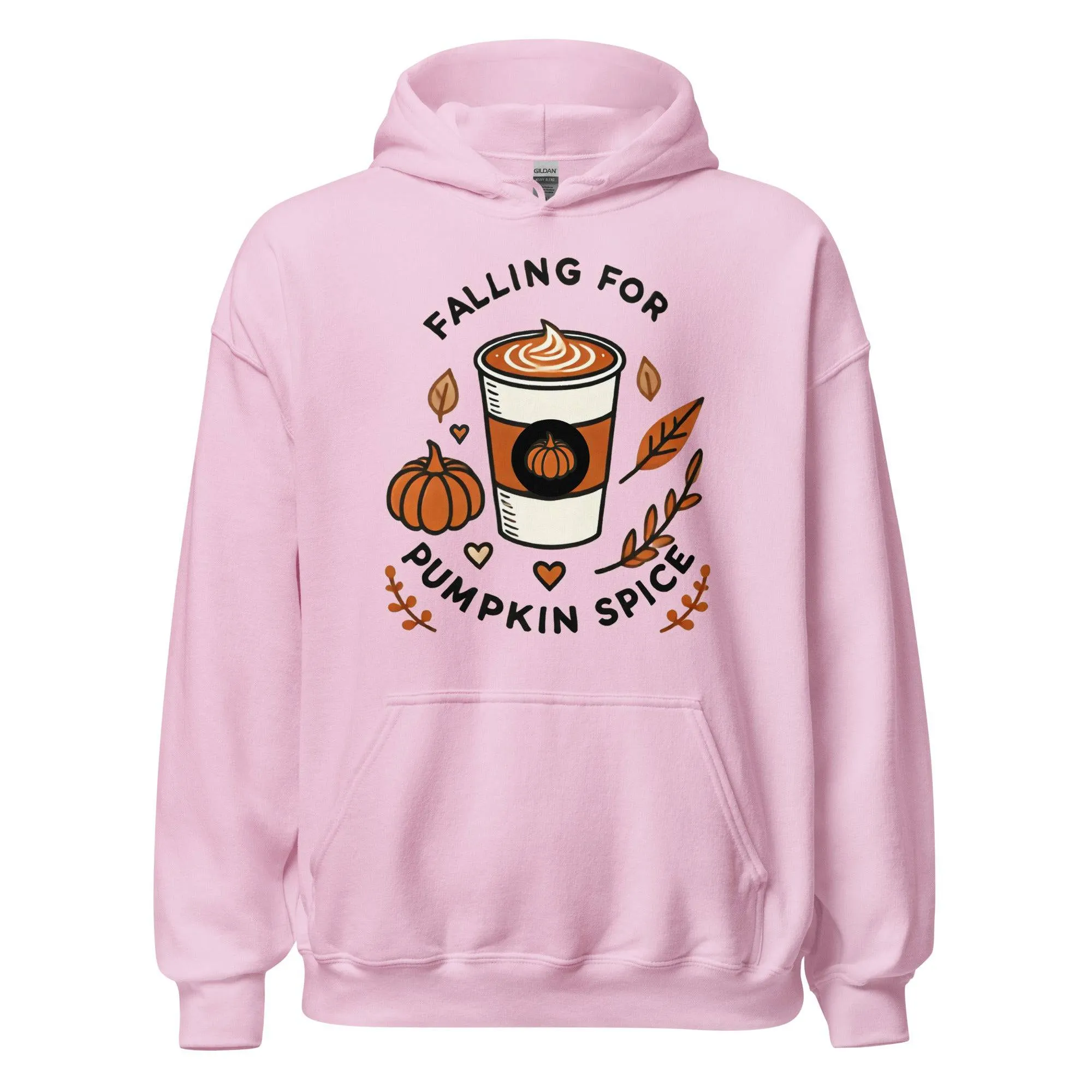 Unisex Fall Printed Hoodie – "Falling For Pumpkin Spice" – Cozy Fall Hoodie for Pumpkin Spice Lovers"