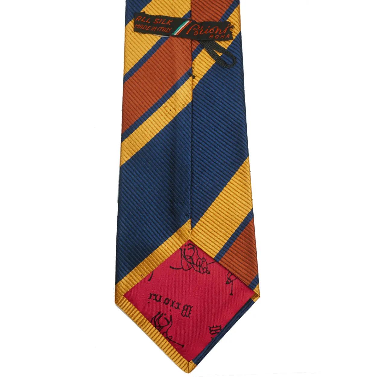 Vintage 1970s Brioni Rome Striped Silk Twill Necktie Mens Tie Made in Italy
