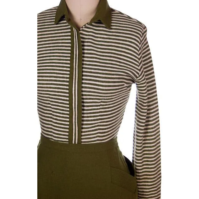 Vintage Knit Top & Matching Skirt Green/White Susan Thomas 1940s New Look 35-26-44