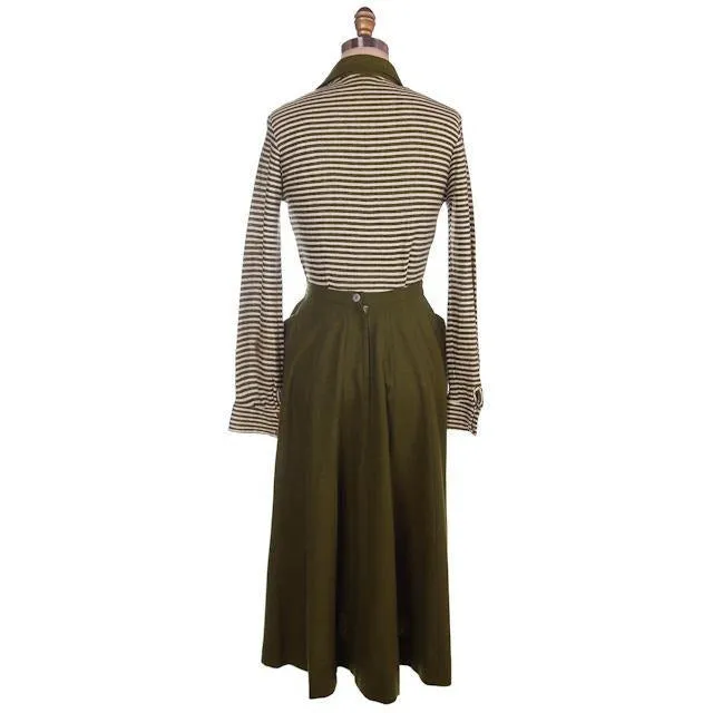 Vintage Knit Top & Matching Skirt Green/White Susan Thomas 1940s New Look 35-26-44