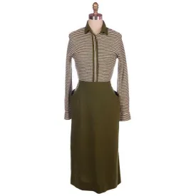 Vintage Knit Top & Matching Skirt Green/White Susan Thomas 1940s New Look 35-26-44