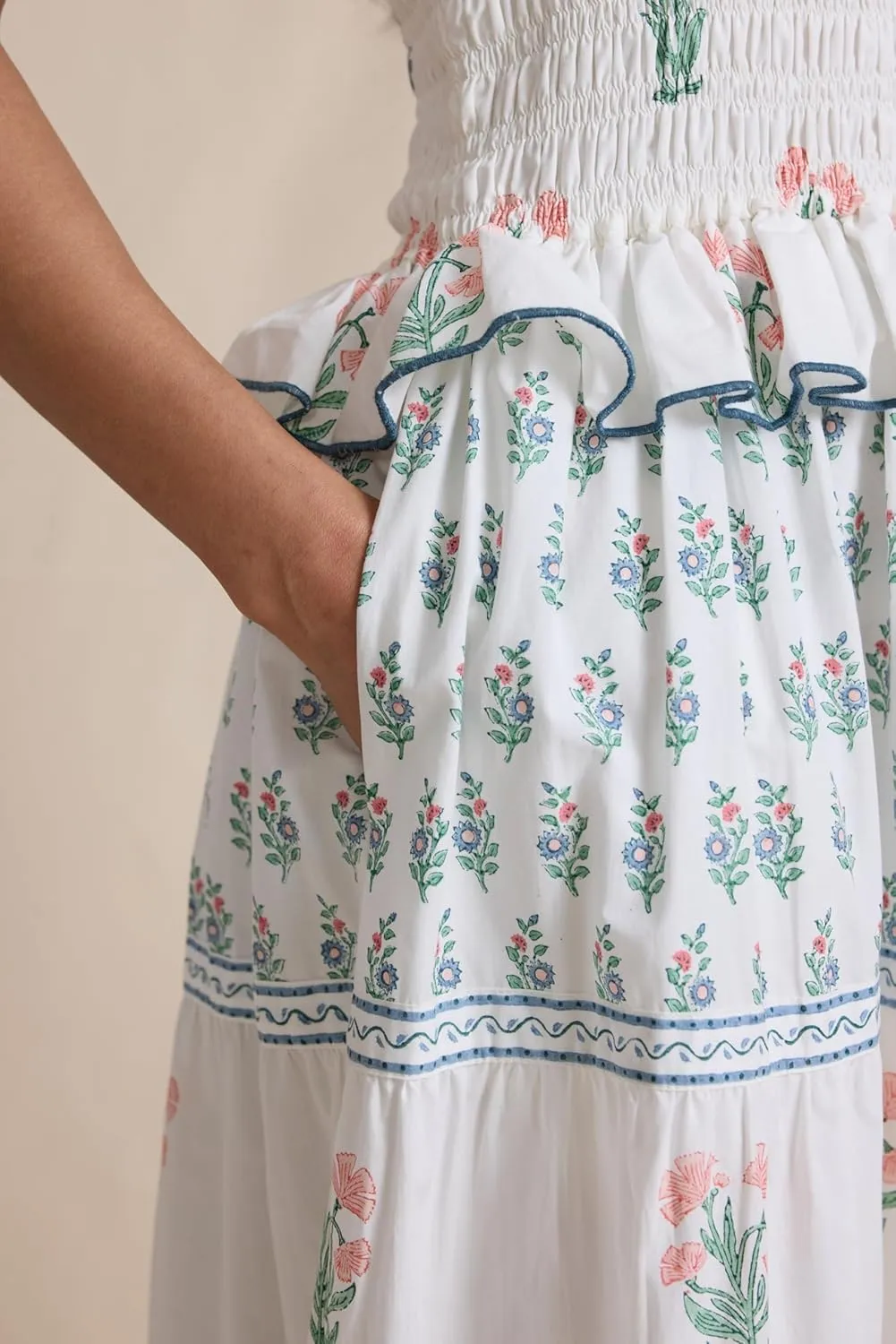 Women Tie Shoulder Boho Floral Maxi Dress Y2k Spaghetti Strap Flowy Long Dresses Summer Tiered Beach Sundress