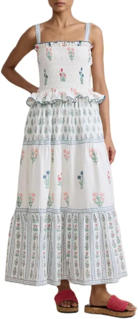 Women Tie Shoulder Boho Floral Maxi Dress Y2k Spaghetti Strap Flowy Long Dresses Summer Tiered Beach Sundress