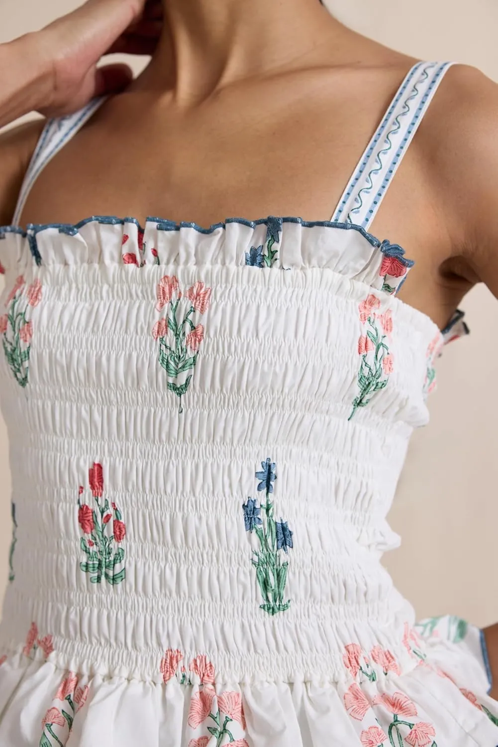 Women Tie Shoulder Boho Floral Maxi Dress Y2k Spaghetti Strap Flowy Long Dresses Summer Tiered Beach Sundress