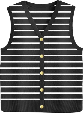 Zeagoo Womens Sweater Vest V Neck Button Down Shirts Trendy Knit Sleeveless Cardigan Top Shirt S-XXL