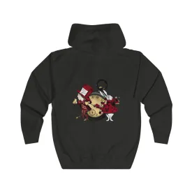 Zip Up Hoodie (Fleece Inside)-Alice in Wonderland 36B Red Series (This design is printed on the back of the hoodie)